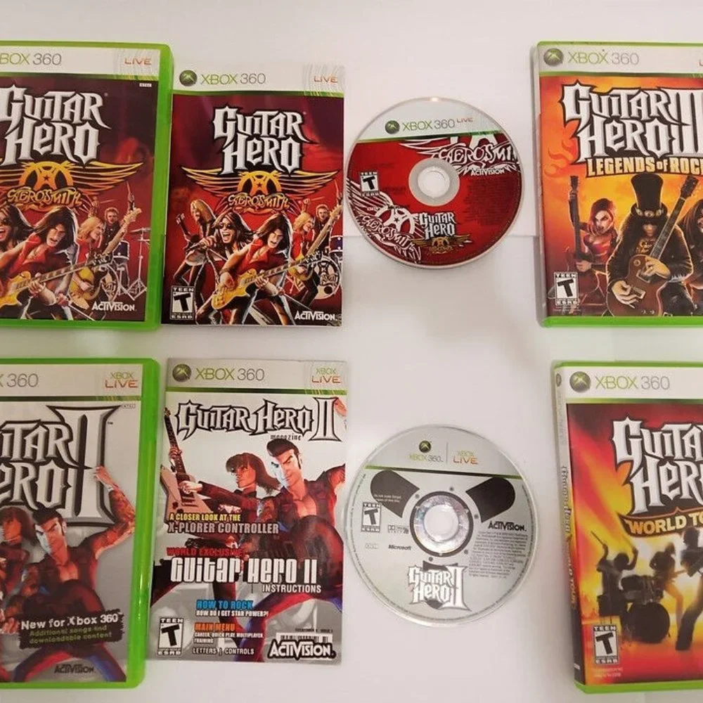 Guitar Hero World Tour Wireless Sunburst Controller Xbox 360 4 Games Bundle - Picture 12 of 12